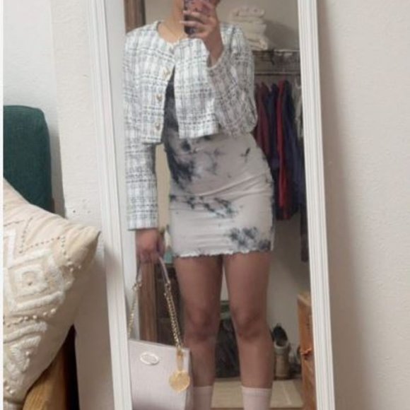 Notch Neck Ribbed Tie Dye Mini Bodycon Summer Dress Size Large - Picture 10 of 14